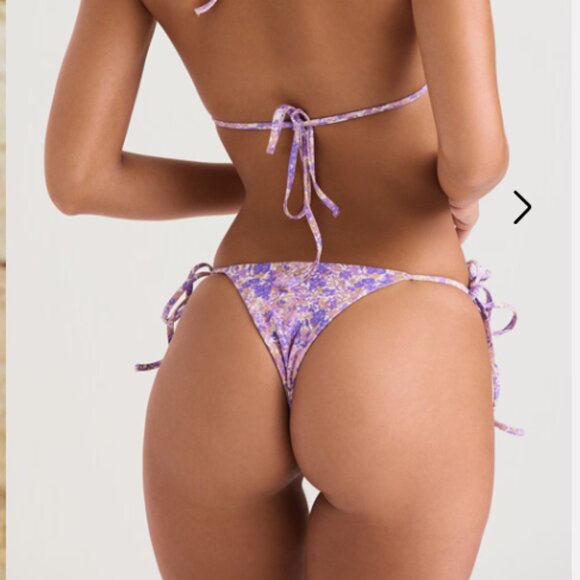 House of CB Santorini Violet Floral Tie Side Bikini Bottom - Picture 4 of 5